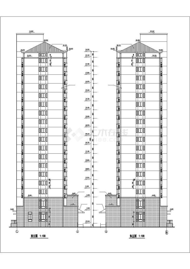 乌鲁木齐市某小区19层剪力墙结构住宅楼全套建筑设计CAD图纸-图一