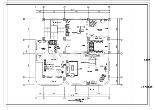 某金豪小区别墅装修CAD室内设计完整方案图-图一
