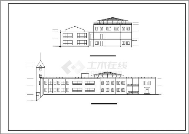 2800平米3层框架结构欧式风格商务会所建筑设计CAD图纸-图一