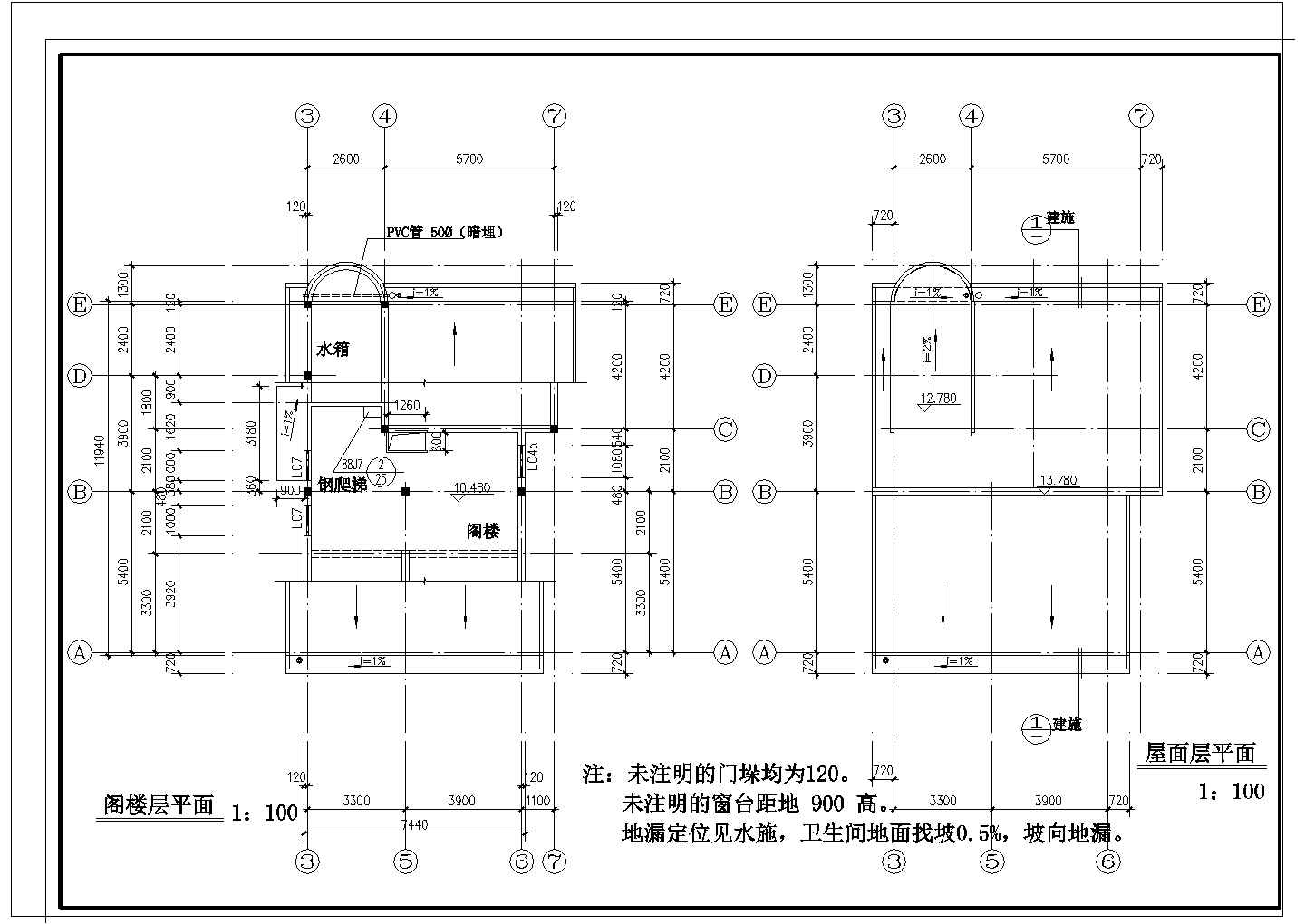 某单栋别墅建筑CAD设计大样完整构造详细图