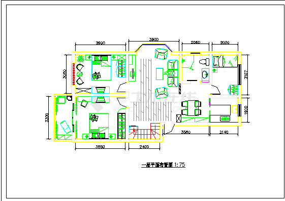 某二层复式房室内装修cad平面施工图-图二