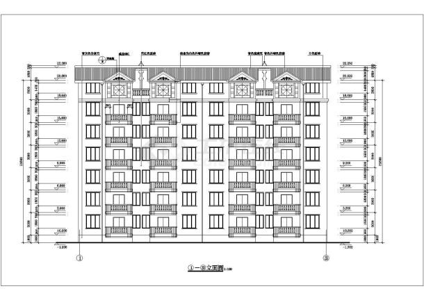 占地420平米6+1层砖混结构住宅楼全套建筑设计CAD图纸-图一