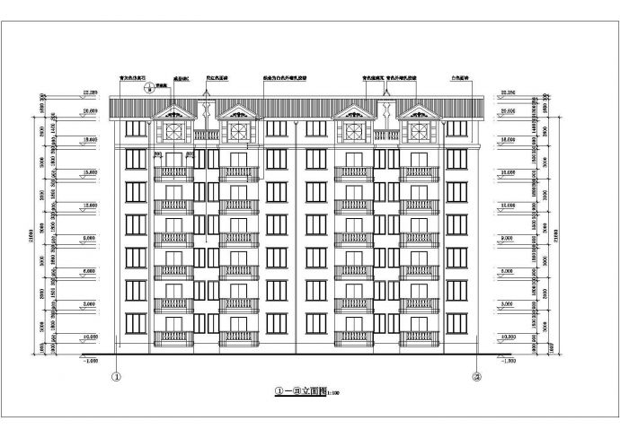 占地420平米6+1层砖混结构住宅楼全套建筑设计CAD图纸_图1