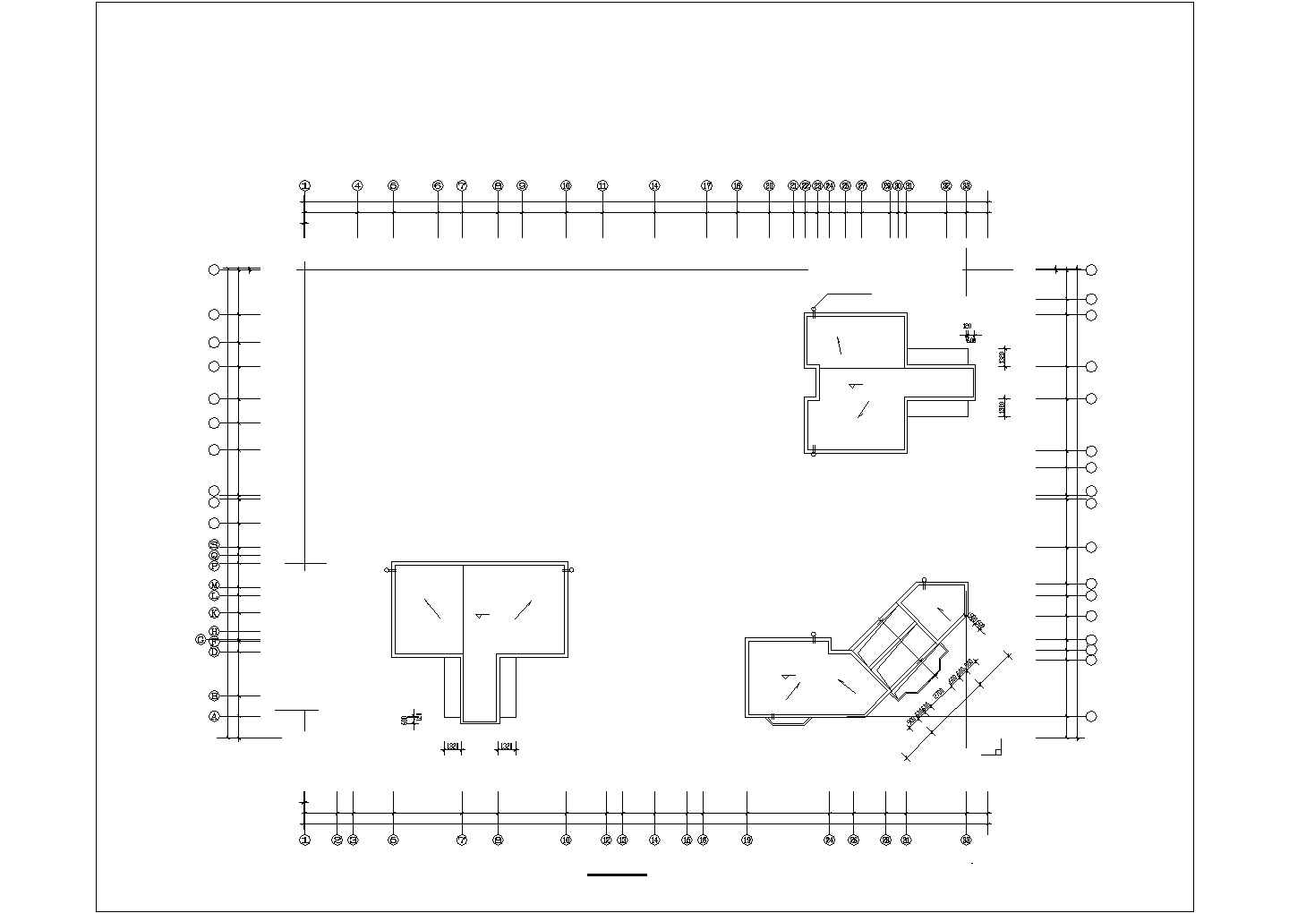 3880平米左右6层框架结构L型住宅楼建筑设计CAD图纸