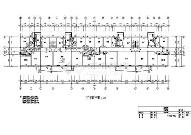 3950平米左右6+1层砖混结构住宅楼建筑设计CAD图纸（含跃层）-图二