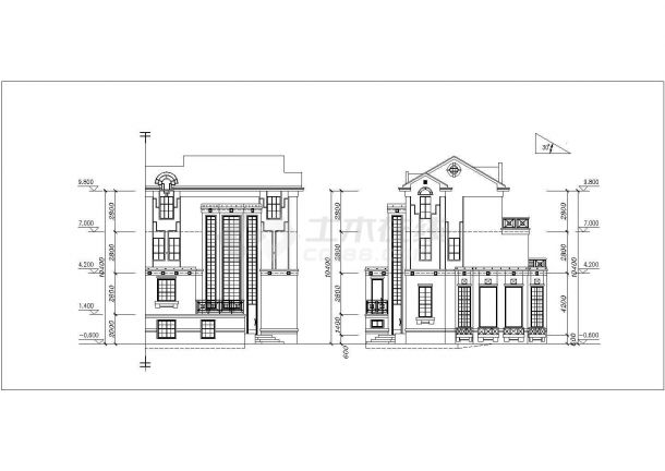 江门市某村镇245平米3层框架结构乡村独栋别墅建筑设计CAD图纸-图一