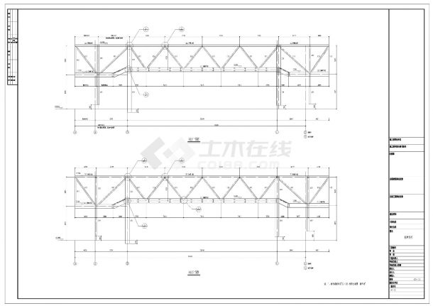 某小区钢结构天桥结构施工图CAD参考详图-图一