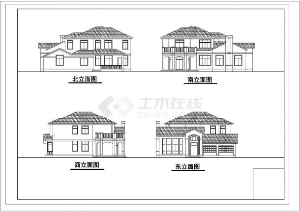 泸州市某现代居住区420平米2层混合结构独栋别墅平立面设计CAD图纸-图二