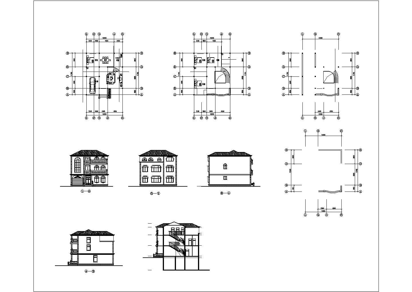 某欧式别墅建筑CAD详细大样完整构造平面图纸