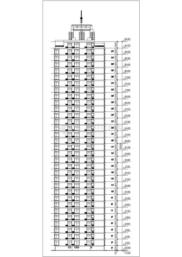 阜阳市某现代化小区32层框架结构住宅楼建筑设计CAD图纸-图一