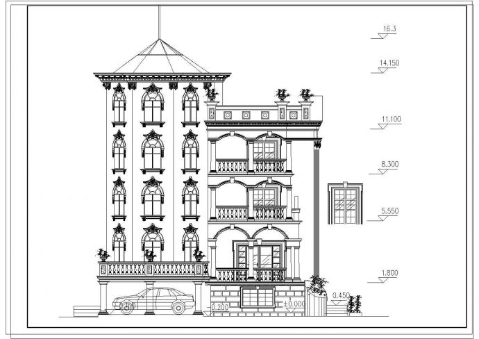 某经典别墅建筑CAD设计大样完整图纸_图1