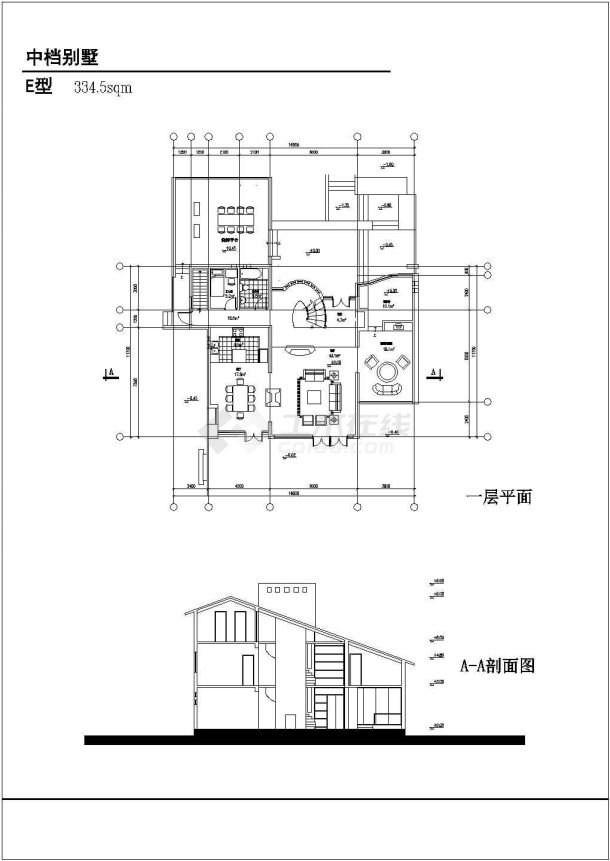 某四个中高档别墅方案CAD详细大样平立剖图-图一