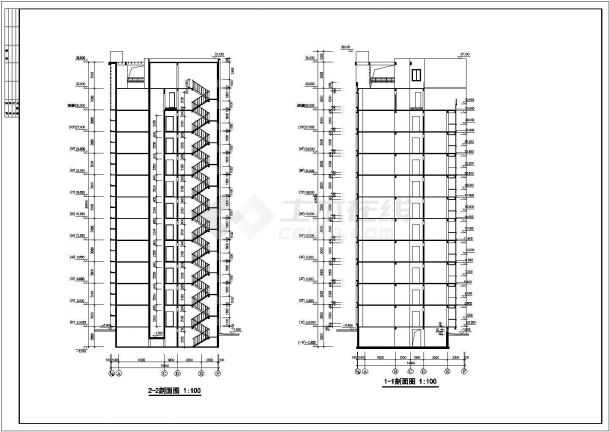 5700平米11层框架结构住宅楼建筑设计CAD图纸（含跃层）-图一