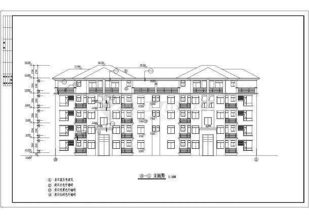 2950平米五层砖混结构民居住宅楼建筑设计CAD图纸-图一
