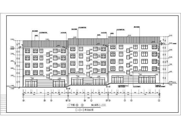 慈溪市某小区临街五层砖混结构商住楼建筑设计CAD图纸（1层商铺）-图一