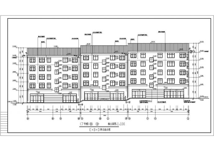 慈溪市某小区临街五层砖混结构商住楼建筑设计CAD图纸（1层商铺）_图1
