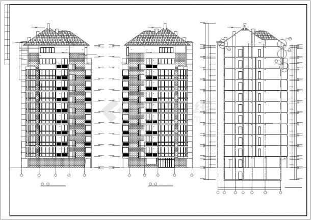 11层框架结构住宅楼全套建筑设计CAD图纸（底层为架空层）-图二