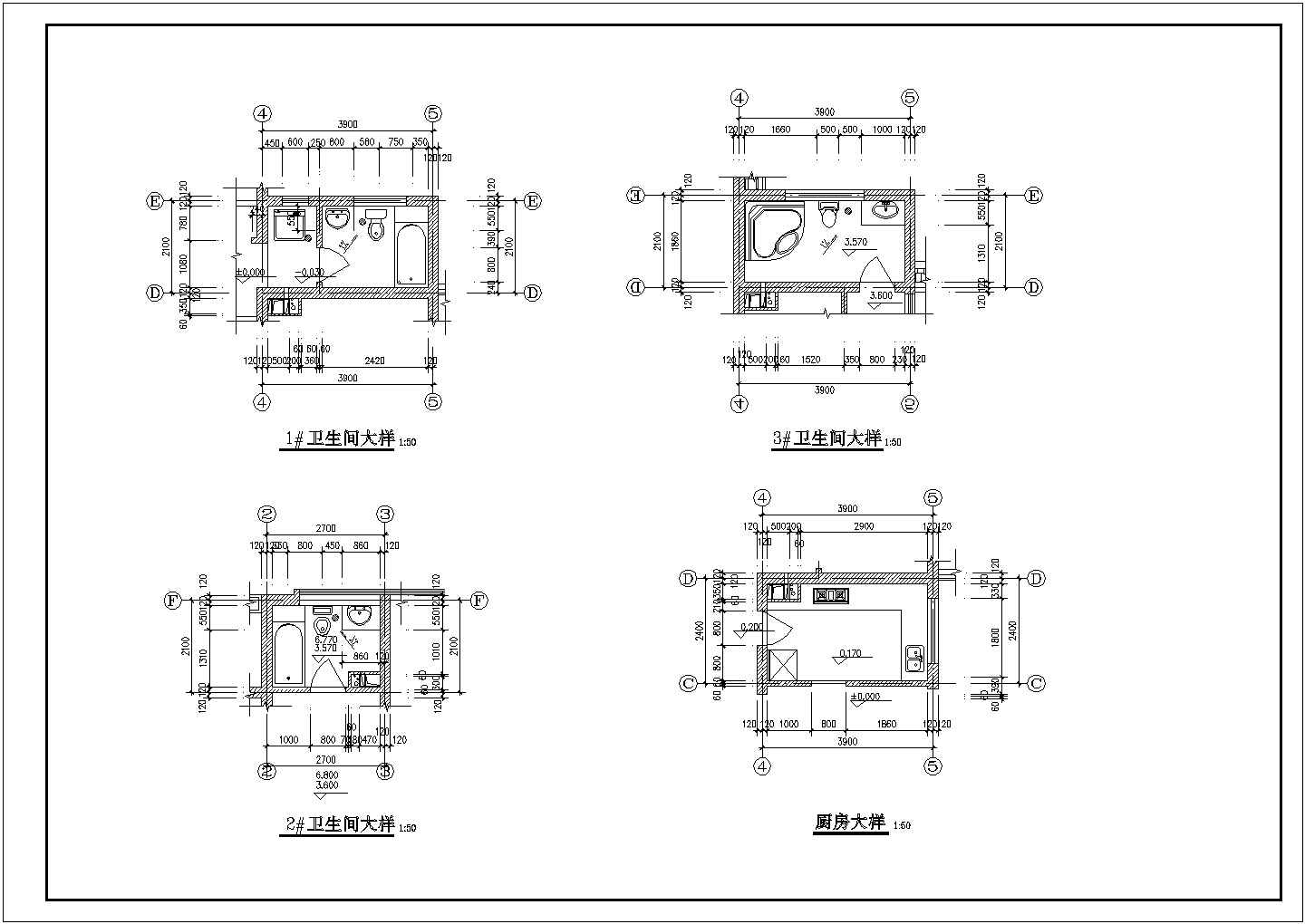 某花红园别苑小别墅建筑设计CAD完整施工图纸