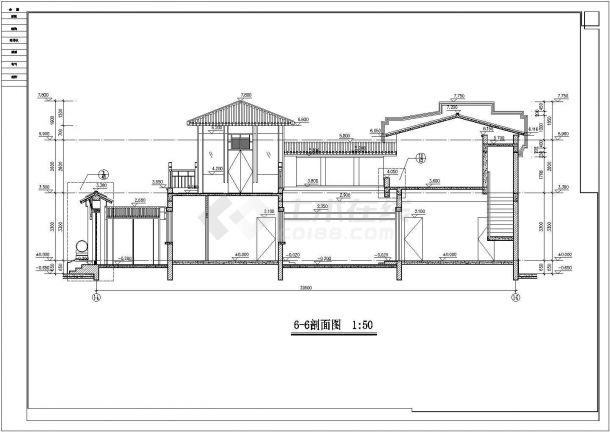 某长20.5米宽10.5米二层北方四合院CAD框架结构完整设计图-图二