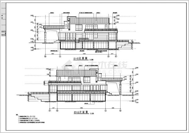 某现代休闲别墅建筑结构CAD完整设计全套大样施工图-图二
