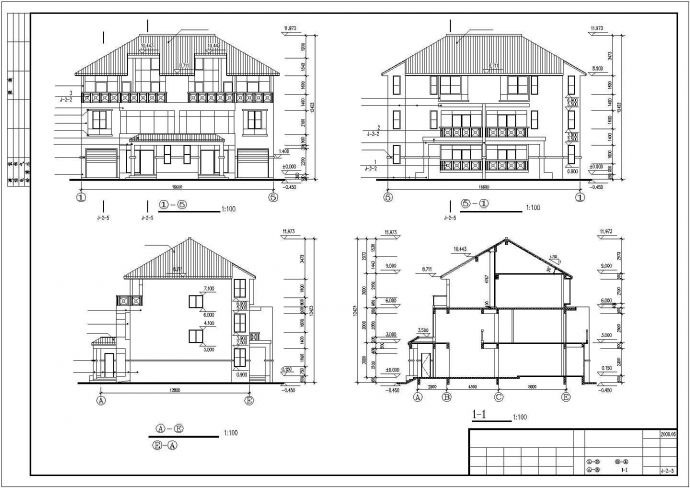 合肥市蜀苑花园小区3层框架结构并联别墅全套建筑设计CAD图纸_图1