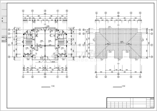 合肥市蜀苑花园小区3层框架结构并联别墅全套建筑设计CAD图纸-图二