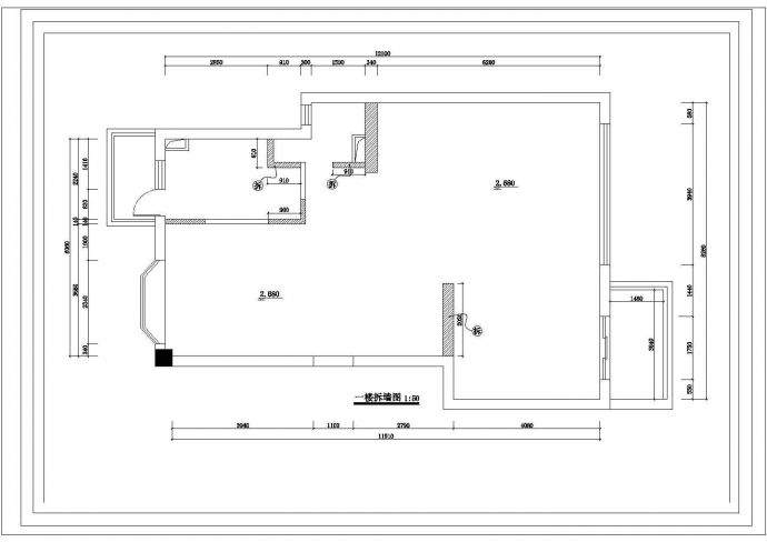 某北湖花园别墅装修全套CAD详细平面施工图_图1