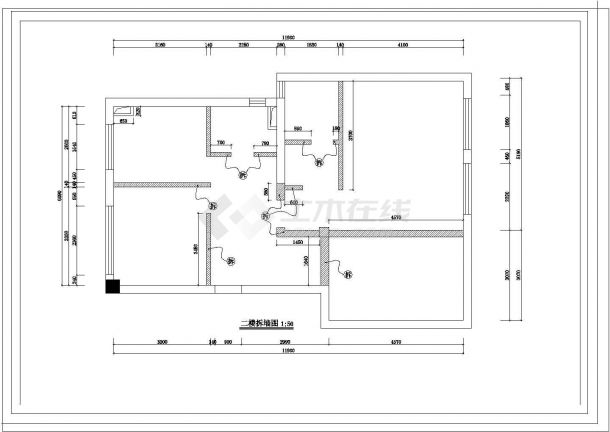 某北湖花园别墅装修全套CAD详细平面施工图-图二