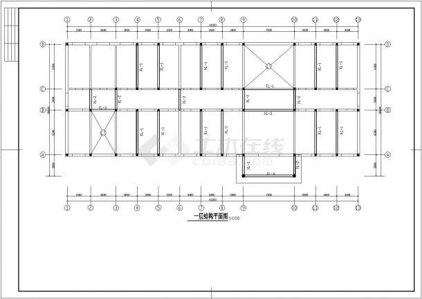 某三层砖混结构综合教学楼建筑方案CAD图纸（高11米）-图一