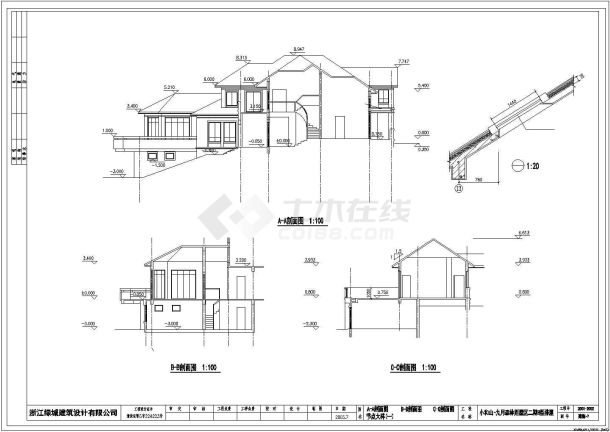 苏州市虎丘湿地公园2层框混结构休闲别墅平立面设计CAD图纸-图一