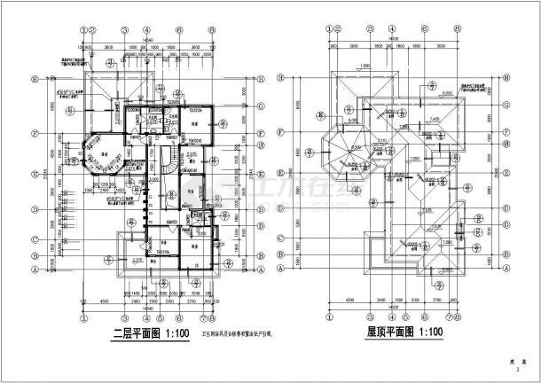 某两层独立豪华别墅CAD详细构造完整施工图-图一