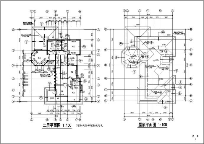 某两层独立豪华别墅CAD详细构造完整施工图_图1