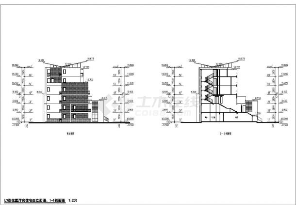 某花园洋房住宅平立剖面CAD建筑设计施工图-图二