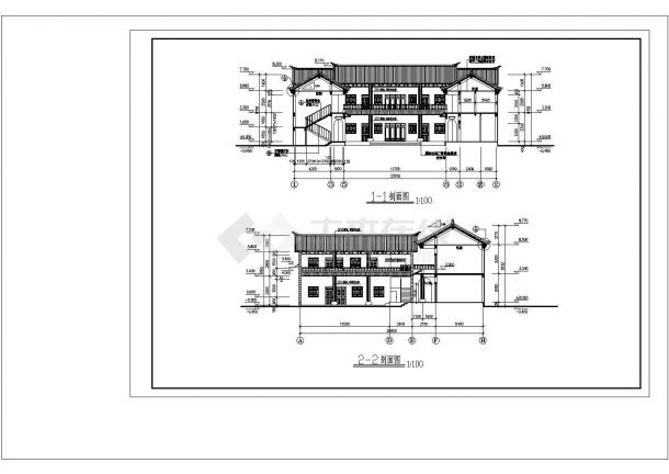 某二层仿古住宅楼CAD建筑设计施工图-图二