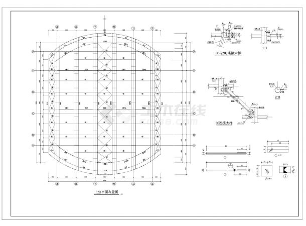 某市体育馆钢结构施工图CAD参考详图-图二