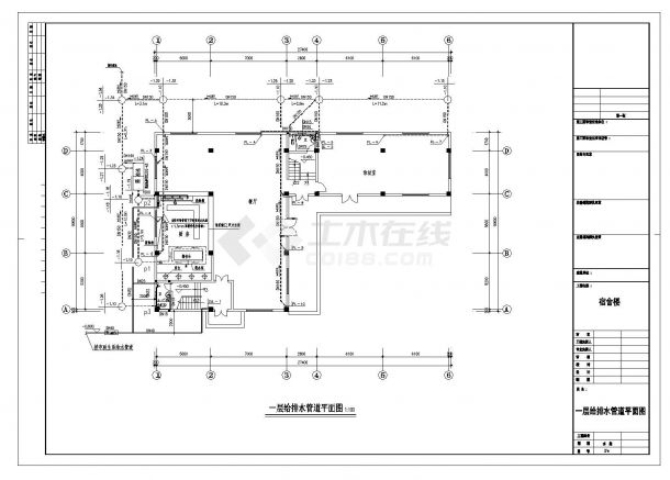 5层宿舍楼给排水工程CAD施工图纸-图二
