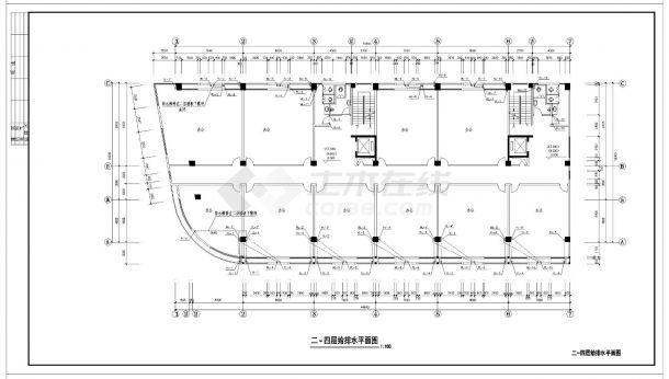 6层办公宿舍综合联建楼给排水工程CAD图纸-图一