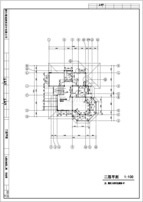 杭州市萧山区某村镇330平米2层砖混结构单体别墅建筑设计CAD图纸-图一