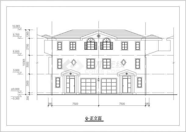 335平米三层框架结构高档独栋别墅全套建筑设计CAD图纸（含地下室）-图二