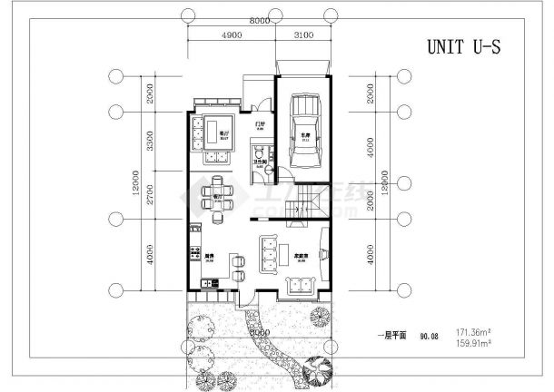 240平米2层单体简约型别墅平面设计CAD图纸（含地下室/2套方案）-图二