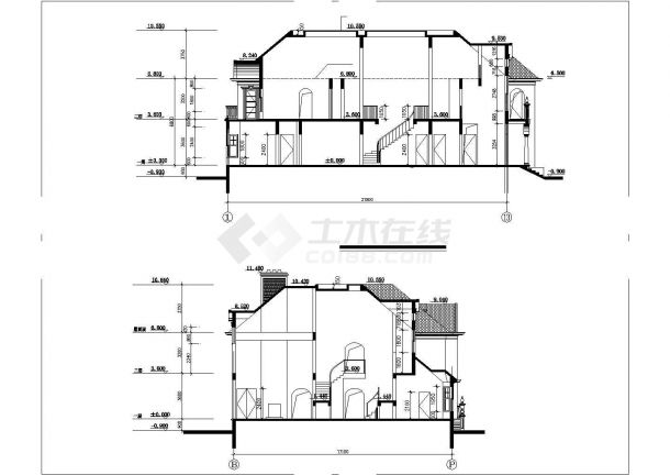 贵阳市某社区690平米2层框架结构豪华单体私人别墅建筑设计CAD图纸-图二