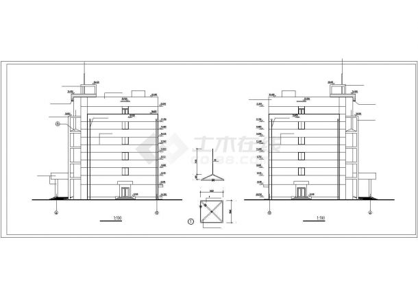 某五层砖混结构中学教学楼建筑方案CAD图纸（高20米）-图二