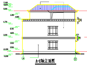 某三层小康农居建筑cad设计施工图（300平方米）-图二