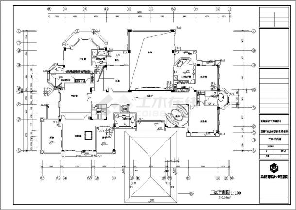 1030平米3层框架结构豪华欧式别墅全套给排水设计CAD图纸（含地下层）-图一