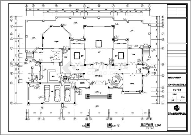 1030平米3层框架结构豪华欧式别墅全套给排水设计CAD图纸（含地下层）-图二