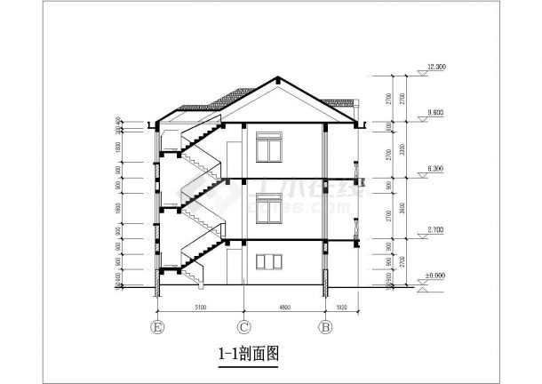 360平米3+1层砖混结构单体别墅建筑设计CAD图纸（含阁楼层）-图一