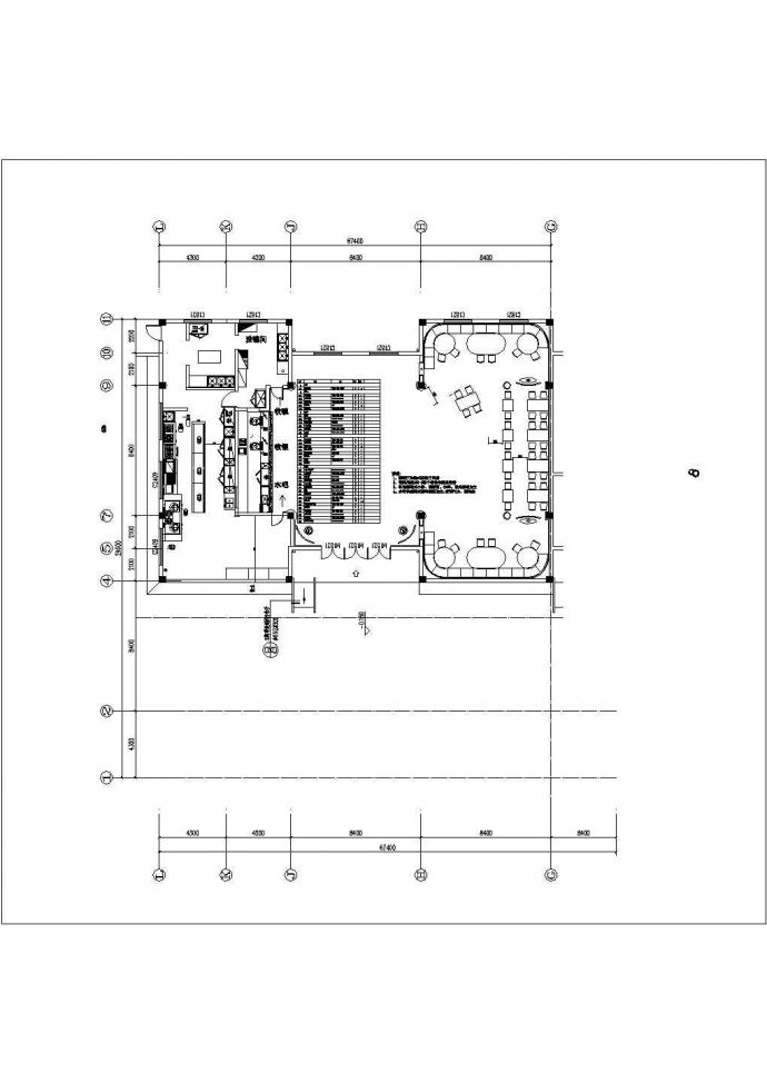 3-4D影院茶餐厅设计平面图_图1