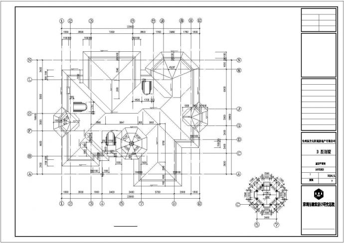 定西市某现代村镇650平米2层框架结构豪华单体别墅建筑设计CAD图纸_图1