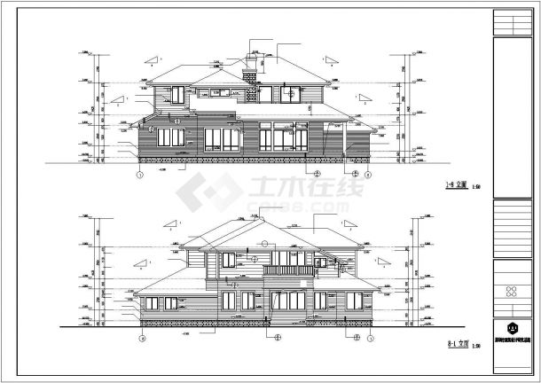 六安市某村镇360平米双层砖混结构单体乡村别墅全套建筑设计CAD图纸-图二