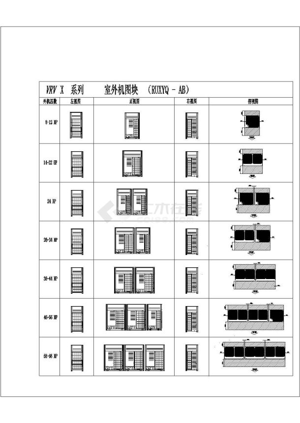 多联机空调系统常用图块CAD建筑设计施工图-图一